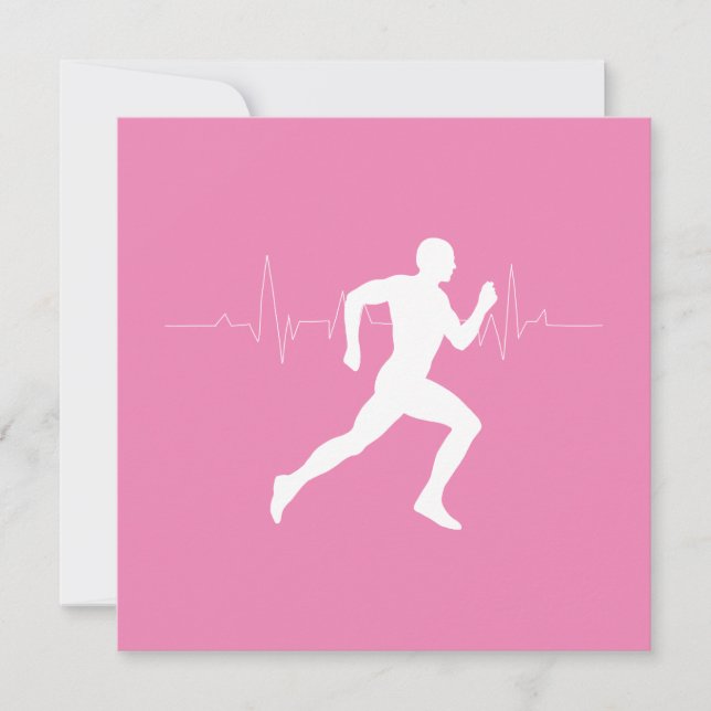 Man Running Runners Silhouette on Pink Background Card (Front)