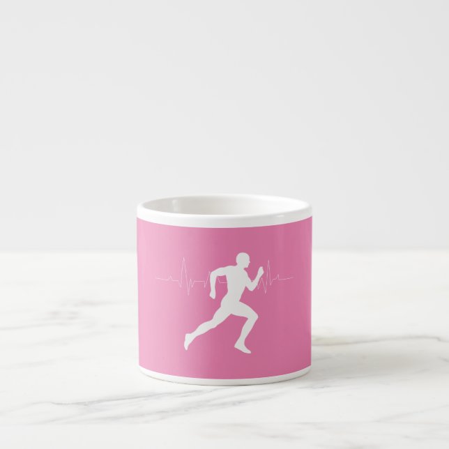 Man Running Runners Silhouette on Pink Background Espresso Cup (Front)