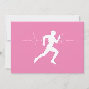 Man Running Runners Silhouette on Pink Background Invitation