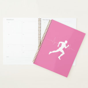 Man Running Runners Silhouette on Pink Background Planner