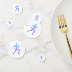 Man Running Silhouette Gradient & Heartbeat Line Confetti
