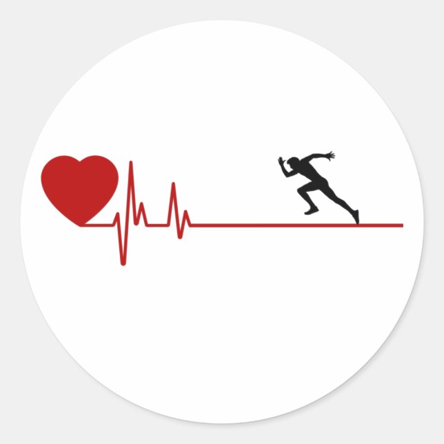 Man Running Workout Heart Rate Sticker (Front)