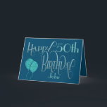 Man’s Happy Birthday Any Age and Name Blue Card<br><div class="desc">An elegant design of stylish typography in masculine colours. It is very versatile as you can easily personalise the age to any you require! Happy Birthday is set in an ornate script typography in blue, and the age is in a cordinating typeface in soft teal, along with your recipient’s name,...</div>