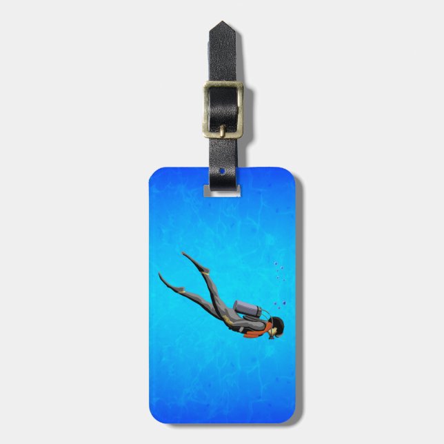 Man SCUBA Diving Luggage Tag (Front Vertical)