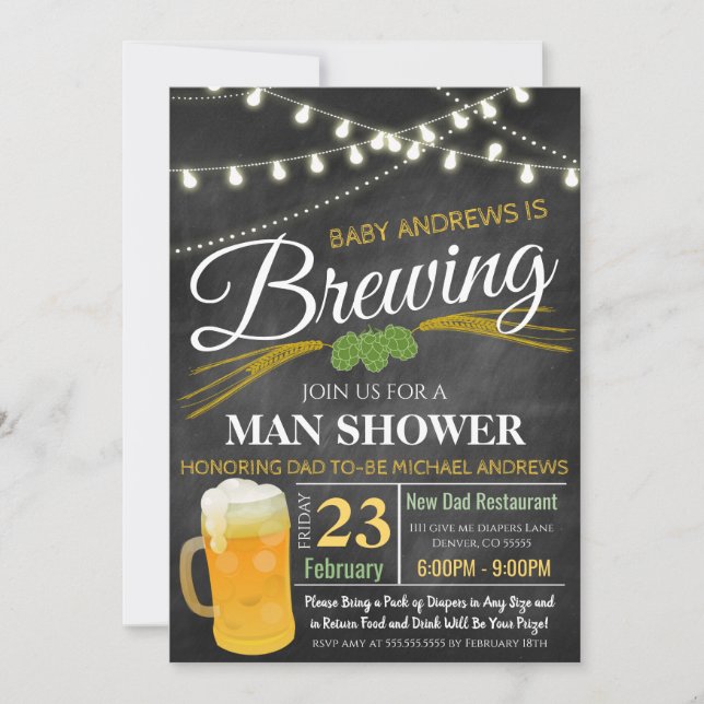 Man Shower Baby Invitation (Front)