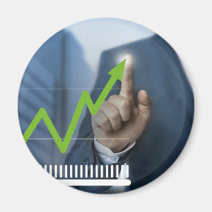 Man showing stock price touchscreen concept magnet
