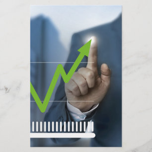 Man showing stock price touchscreen concept stationery