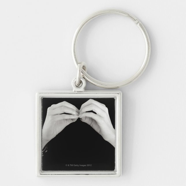 Man signing letter b in British sign language, Key Ring (Front)