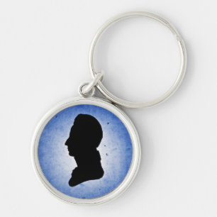 "Man Silhouette on Blue" keychain