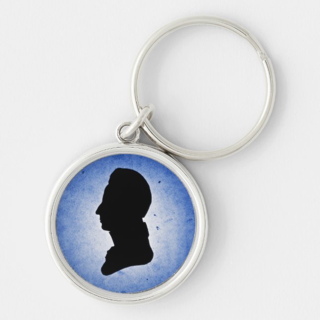 "Man Silhouette on Blue" keychain (Front)