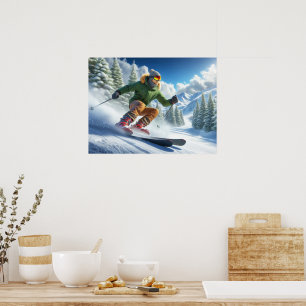 Man Skiing On A Slope Poster