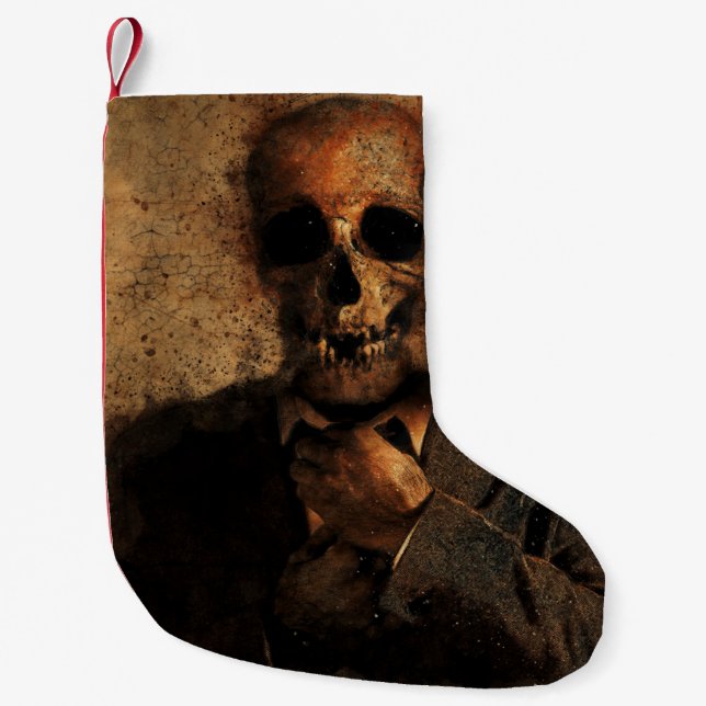 Man skull background texture death small christmas stocking (Front)
