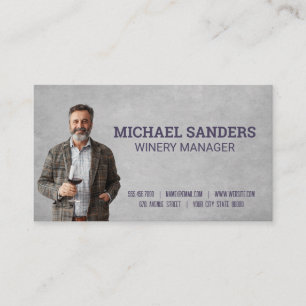 Man Smiling and Holding Glass of Wine Business Card
