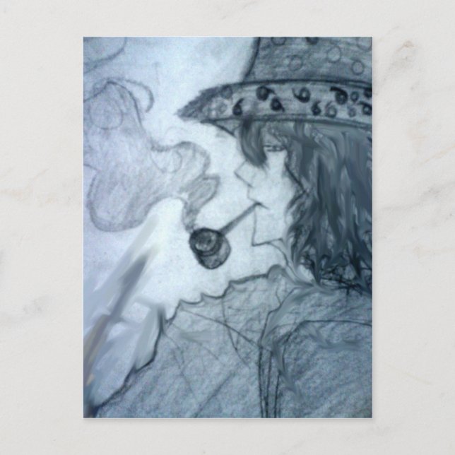 man smoking pipe manga anime postcard (Front)