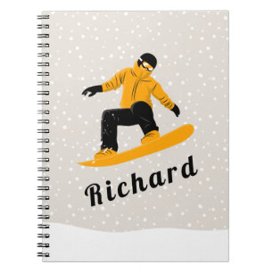 Man Snowboarding Custom Name Extreme Winter Sport Notebook