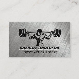 Man Squatting Heavy Weights Metallic Grunge Loyalty Card