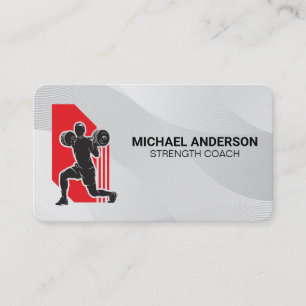 Man Squatting Weights Fitness Logo Business Card