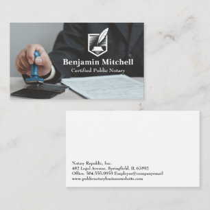 Man Stamping Approval for Business Documents Business Card