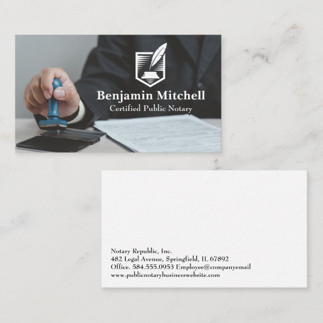 Man Stamping Approval for Business Documents Card (Front/Back)