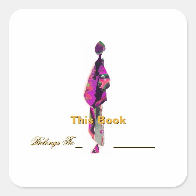 Man Standing Bookplate  Square Sticker (Front)