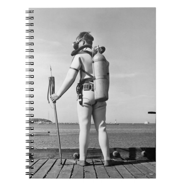 Man Standing on Pier Spiral Notebook (Front)