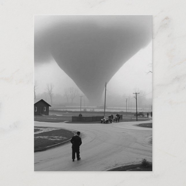 Man Staring at Tornado Postcard (Front)
