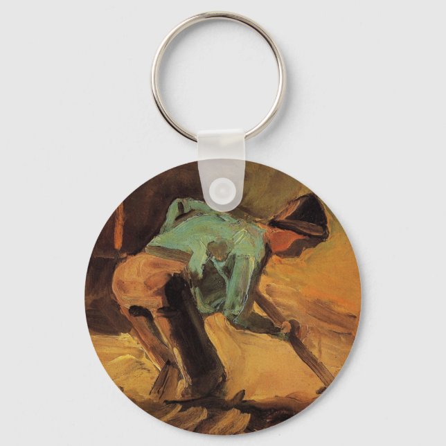 Man Stooping with Stick, Spade by Vincent van Gogh Key Ring (Front)
