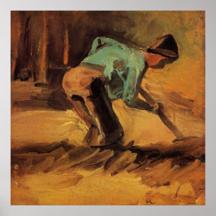 Man Stooping with Stick, Spade by Vincent van Gogh Poster
