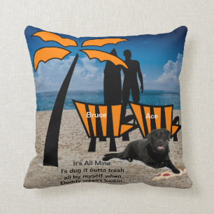 Man Surfing Dog Beach Orange Chairs Cushion