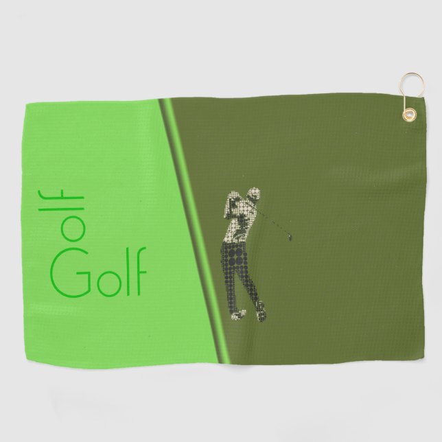 Man swinging a golf club design Golf Towels (Horizontal)