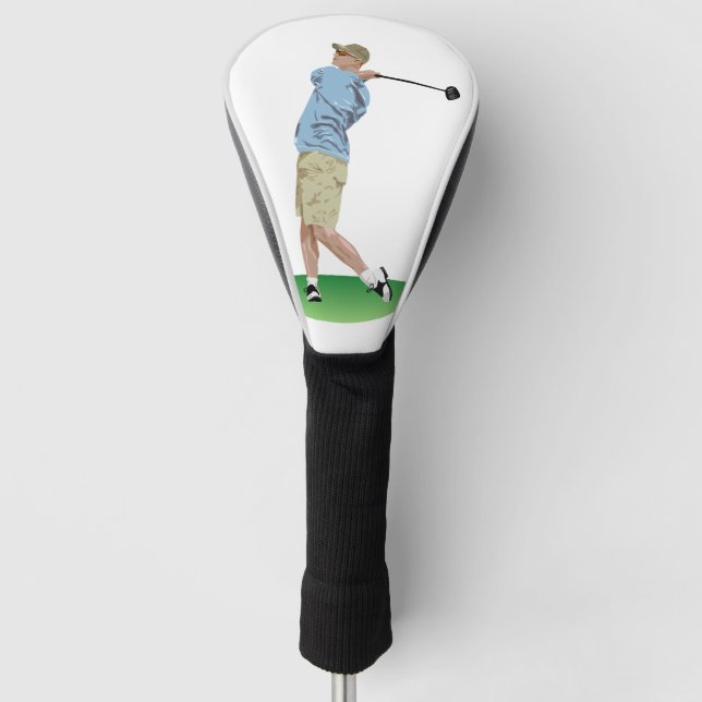 Man swinging a Golf club Driver Golf Head Cover (Front)