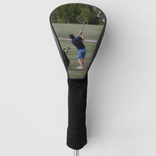 Man swinging a Golf club Driver Golf Head Cover