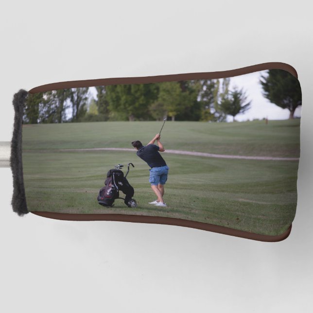 Man swinging a Golf club  Putter Golf Head Cover (Front)