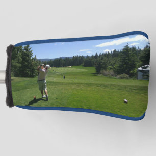 Man swinging a Golf field Putter Golf Head Cover