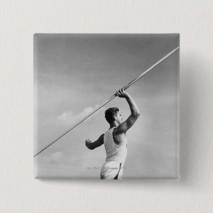 Man Throwing Javelin 15 Cm Square Badge