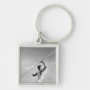 Man Throwing Javelin Key Ring