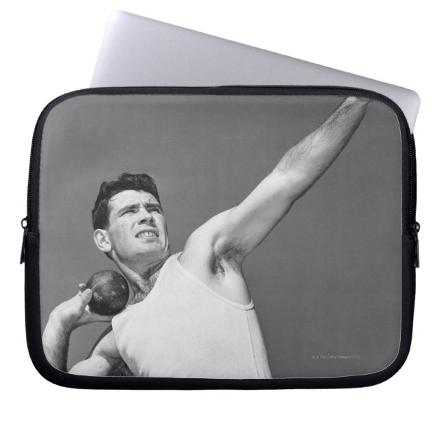 Man Throwing Shotput Laptop Sleeve (Front)