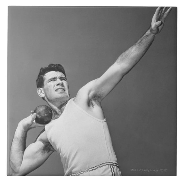 Man Throwing Shotput Tile (Front)
