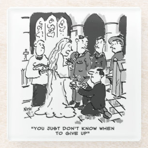 Man Tries to propose to Bride at a Wedding - Funny Glass Coaster