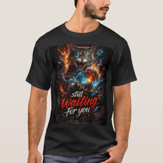 man tshirt cat design still waiting for you