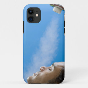 Man under steam faucet at spa iPhone 11 case