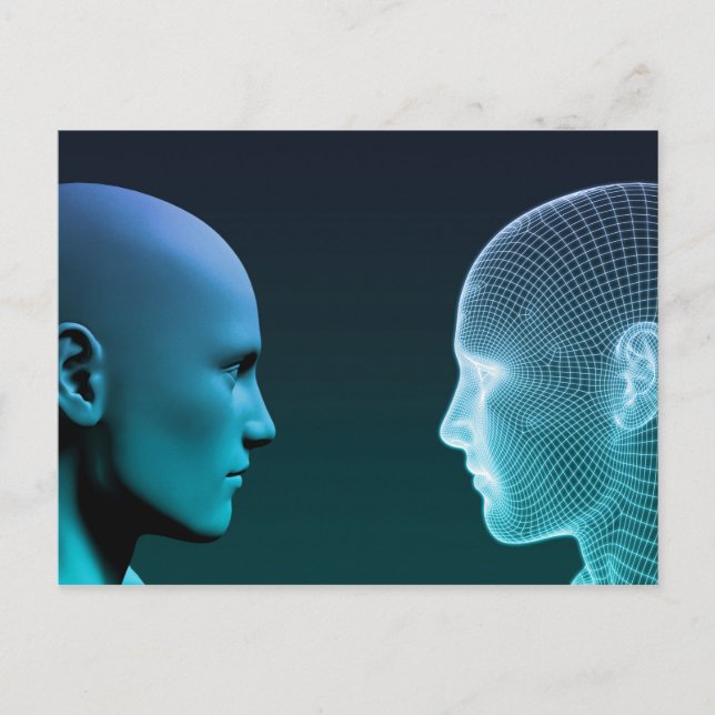 Man vs Machine Competing in the Future Postcard (Front)