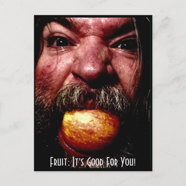Man w/ Apple Fruit Postcard (Front)