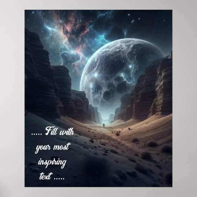 Man walking in the desert towards the full moon poster (Front)