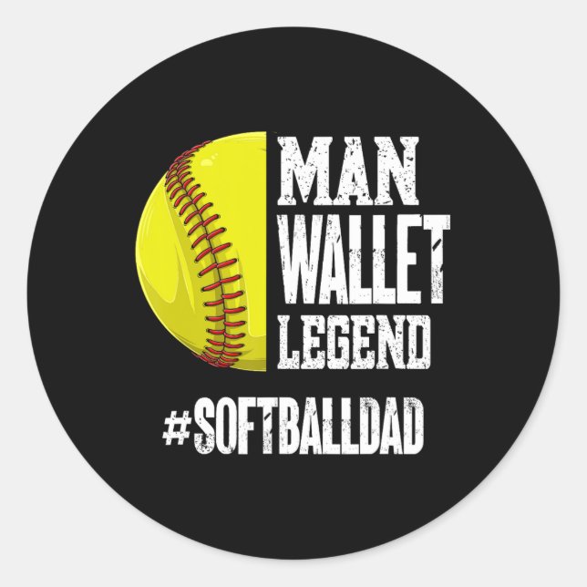Man Wallet Legend Softlldad Softll Dad Funny  Classic Round Sticker (Front)