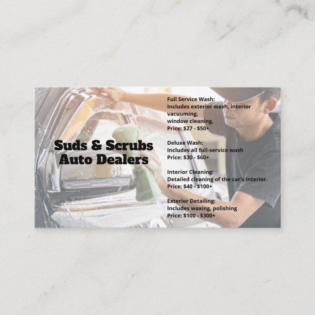 Man Washing Car | Auto Services Business Card (Front)