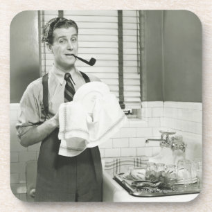 Man Washing Dishes Coaster