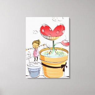 Man watering a potted plant canvas print