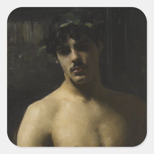 Man Wearing Laurels Square Sticker (Front)