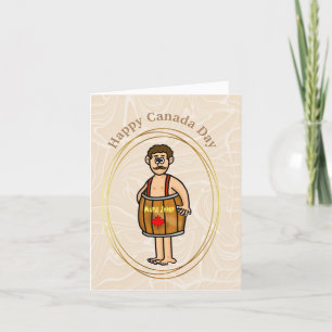 Man Wearing Maple Syrup Barrel Canada Day Card